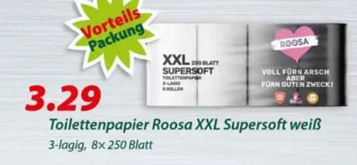 Toilettenpapier Roosa XXL Supersoft weiß