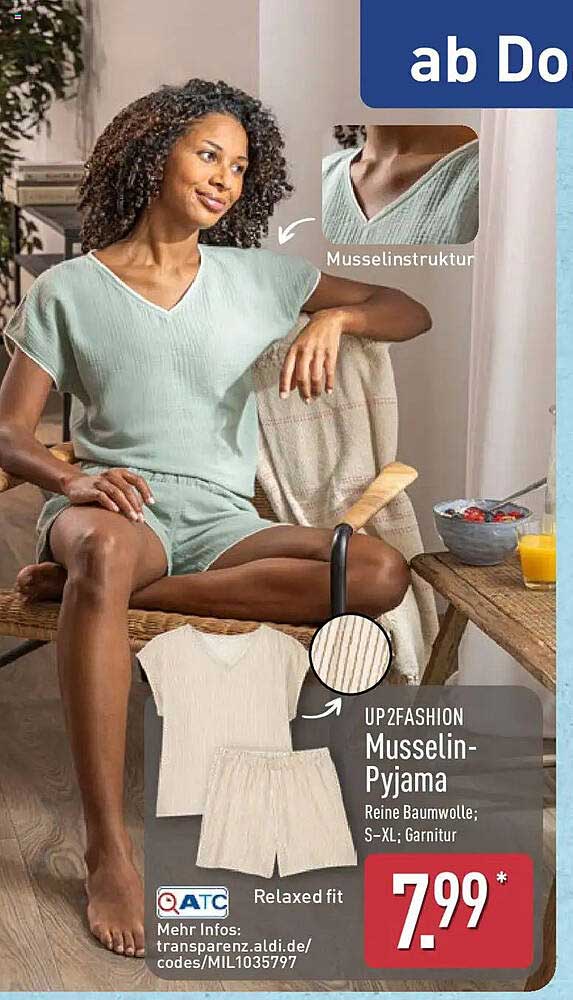 UP2FASHION Musselin-Pyjama