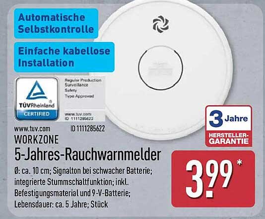 WORKZONE 5-Jahres-Rauchwarnmelder