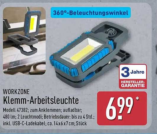 WORKZONE Klemm-Arbeitsleuchte