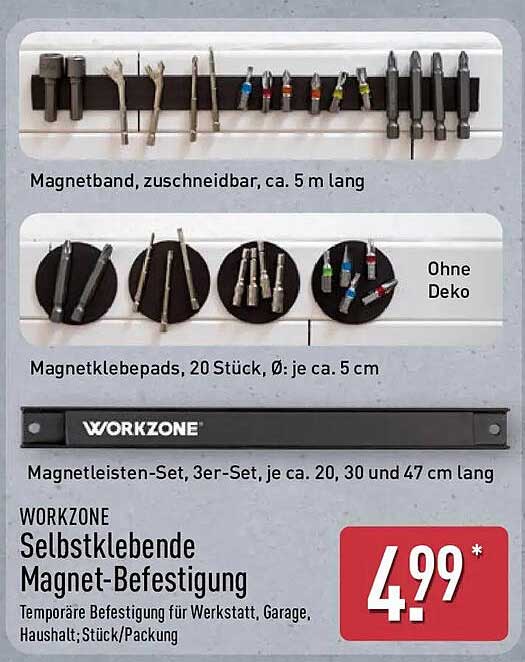 WORKZONE Selbstklebende Magnet-Befestigung
