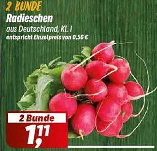 2 Bunde Radieschen aus Deutschland, KL. I