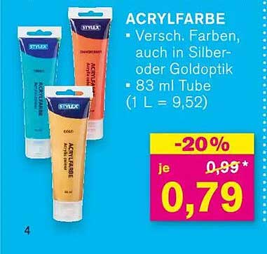 ACRYLFARBE - Verschiedene Farben, auch in Silber- oder Goldoptik