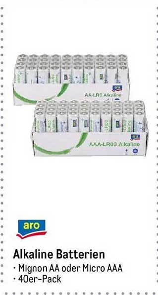Alkaline Batterien - 40er-Pack Mignon AA oder Micro AAA