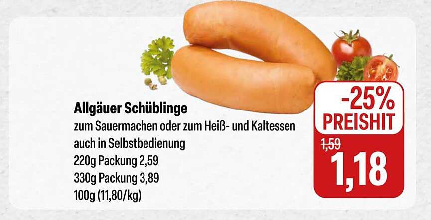 Allgäuer Schüblinge zum Sauermachen oder zum Heiß- und Kaltesen auch in Selbstbedienung