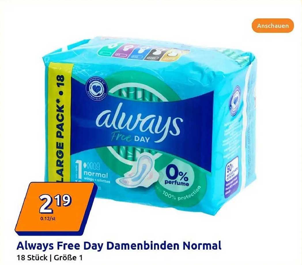 Always Free Day Damenbinden Normal 18 Stück