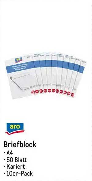 ARO Briefblock A4, kariert, 50 Blatt, 10er-Pack