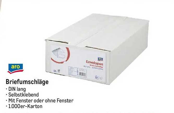 aro Briefumschläge - DIN lang, selbstkleben, 1000er-Karton