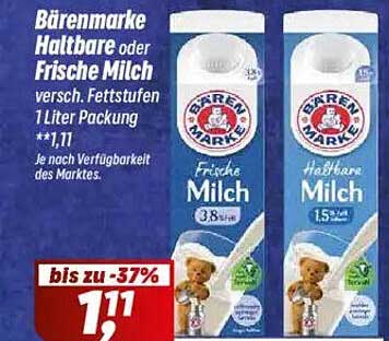 Bärenmarke Haltbare oder Frische Milch 1 Liter Packung