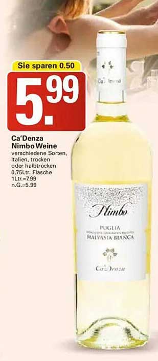 Ca'Denza Nimbo Weine - Verschiedene Sorten, Italien, trocken oder halbtrocken, 0,75 l
