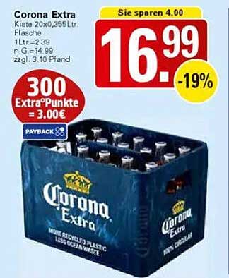 Corona Extra Kiste 20x0,355L Flasche