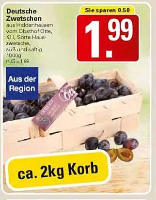 Deutsche Zwetschen, ca. 2kg Korb
