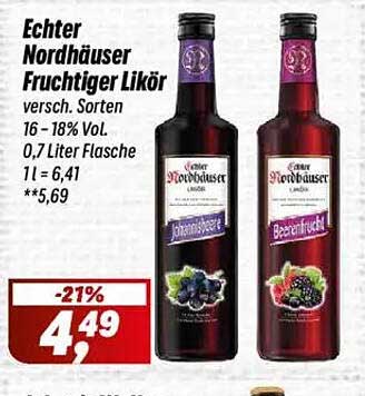 Echter Nordhäuser Fruchtiger Likör - Verschiedene Sorten