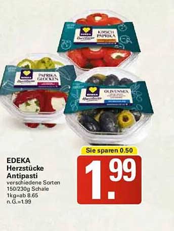 EDEKA Herzstücke Antipasti verschiedene Sorten 150/230g