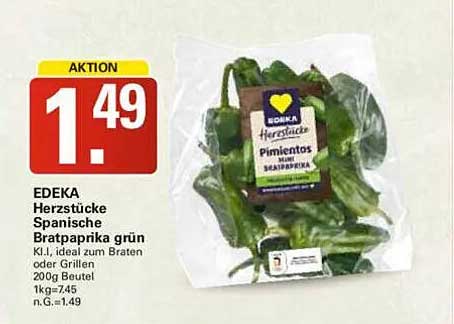 EDEKA Herzstücke Spanische Bratpaprika grün 200g
