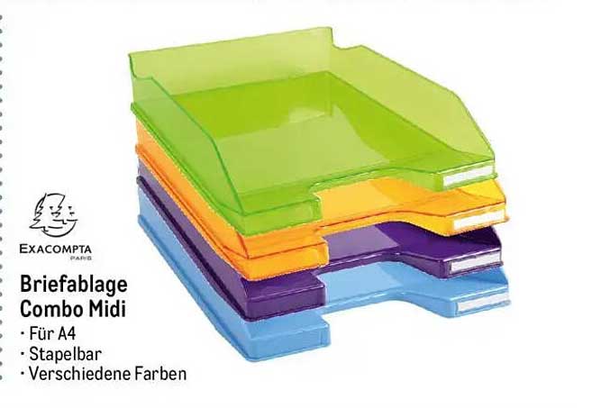 Exacompta Briefablage Combo Midi - Stapelbar und farbenfroh