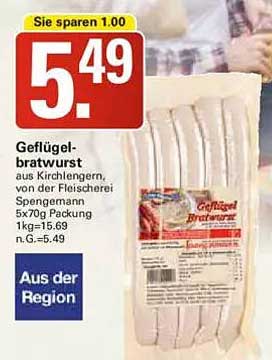 Geflügelbratwurst aus Kirchlengern von der Fleischerei Spengemann, 5x70g Packung