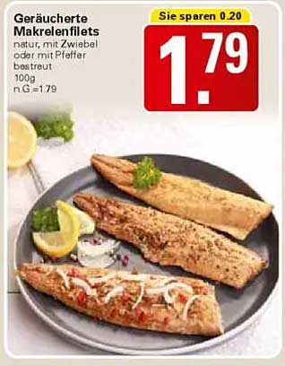 Geräucherte Makrelenfilets - natur, mit Zwiebel oder mit Pfeffer bestrichen
