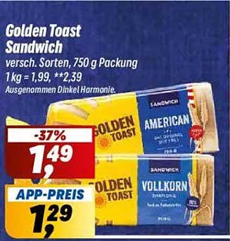 Golden Toast Sandwich 750 g - versch. Sorten