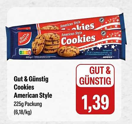 Gut & Günstig Cookies American Style 225g Packung