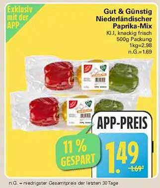 Gut & Günstig Niederländischer Paprika-Mix 500g Packung