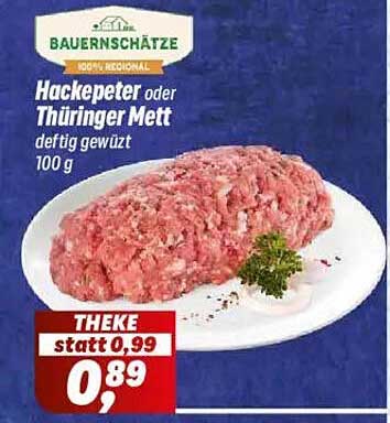 HACKEPETER ODER THÜRINGER METT DEFTIG GEWÜRZT 100 G