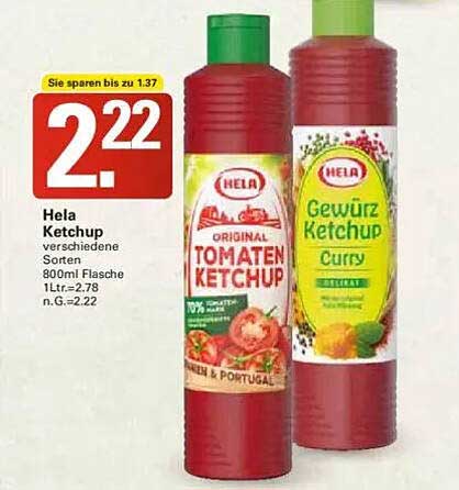 Hela Ketchup verschiedene Sorten 800ml Flasche