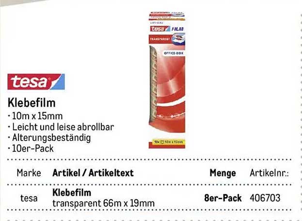 Klebefilm von tesa - 10m x 15mm - 10er-Pack