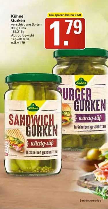 Kühne Gurken – verschiedene Sorten 330g Glas