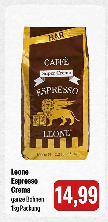 Leone Espresso Crema ganze Bohnen 1kg Packung