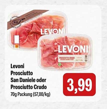 Levoni Prosciutto San Daniele oder Prosciutto Crudo 70g Packung