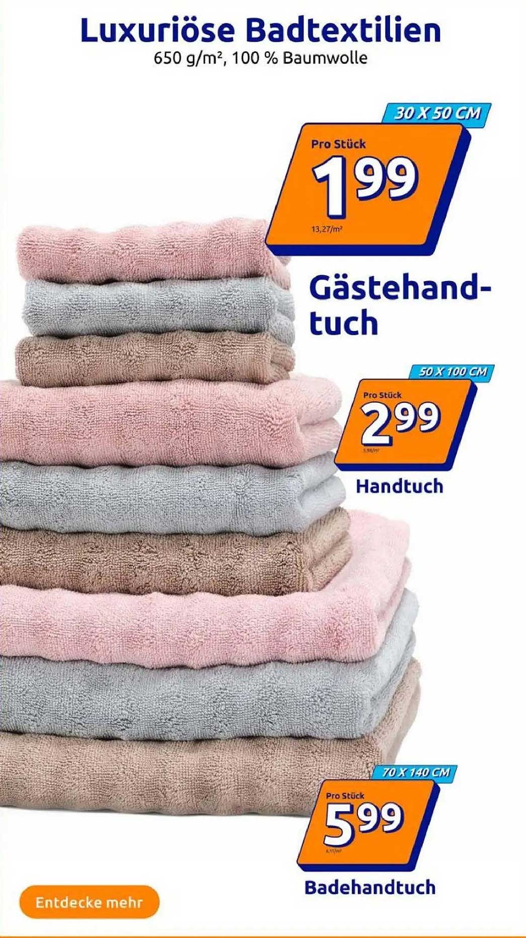 Luxuriöse Badtextilien - Gästetuch, Handtuch und Badehandtuch