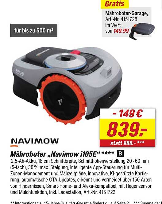 Mähroboter „Navimow i105E“ ***** B