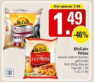 McCain Frites verschiedene Sorten gefrostet 500-750g Beutel