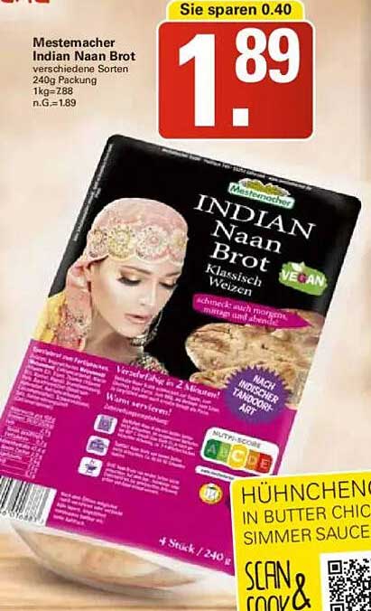 Mestemacher Indian Naan Brot - 240g Packung