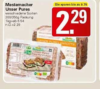 Mestemacher Unser Pures - Verschiedene Sorten 300/350g Packung