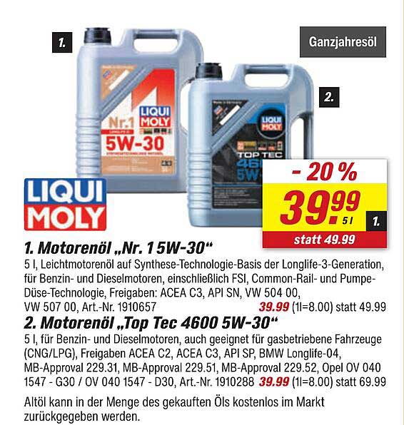 Motoröl „Nr. 15W-30“