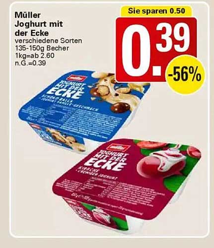 Müller Joghurt mit der Ecke - verschiedene Sorten 135-150g Becher