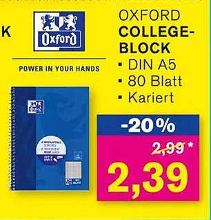 OXFORD COLLEGE-BLOCK DIN A5 - 20% reduziert