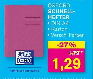 OXFORD SCHNELLHEFTER DIN A4 in verschiedenen Farben