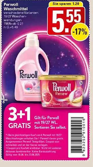 Perwoll Waschmittel – verschiedene Varianten 18/27 Waschladungen