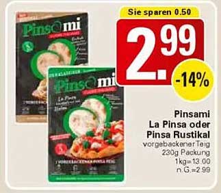 Pinsami La Pinsa oder Pinsa Rustikal vorgebackener Teig 230g