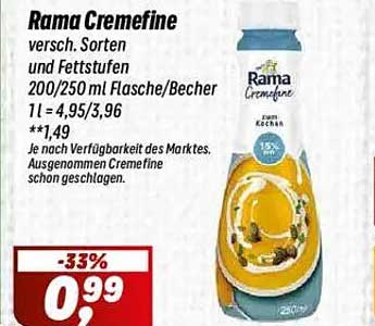 Rama Cremefine verschiedene Sorten 200/250 ml Flasche/Becher