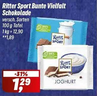 Ritter Sport Bunte Vielfalt Schokolade 100 g Tafel
