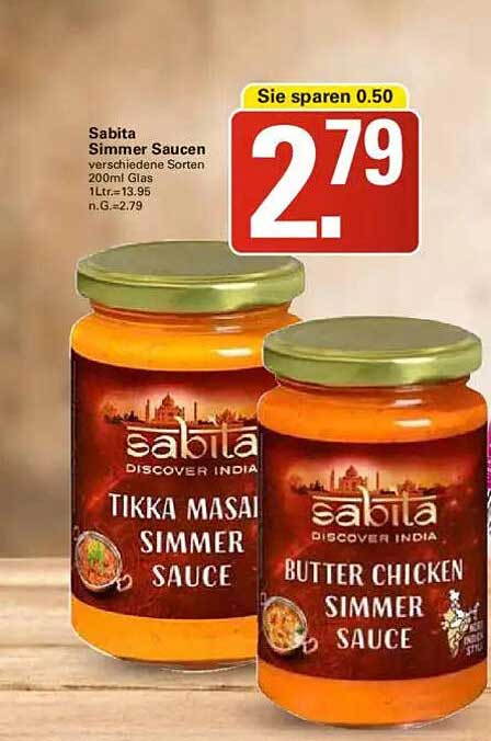 Sabita Simmer Saucen - Tikka Masala & Butter Chicken