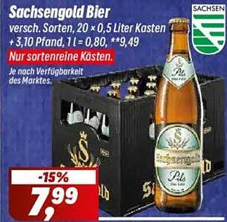 Sachsengold Bier – 20 x 0,5 Liter Kasten
