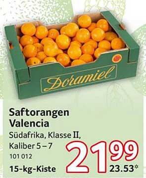 Saftorangen Valencia – Südafrika, Klasse II, Kaliber 5-7