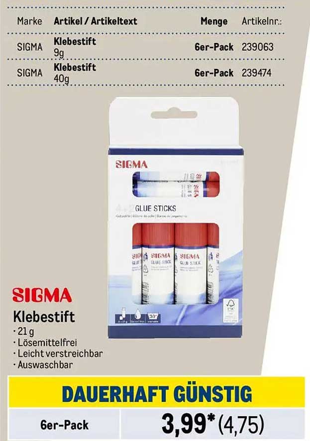 SIGMA Klebestift 6er-Pack