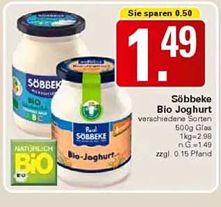 Söbbeke Bio Joghurt verschiedene Sorten 500g Glas