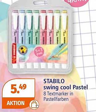 STABILO swing cool Pastel – 8 Textmarker in Pastellfarben